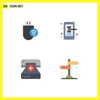 Universal Icon Symbols Group of 4 Modern Flat Icons of computers call signal phone fitness Editable Vector Design Elements