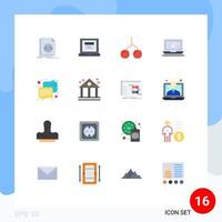 16 User Interface Flat Color Pack of modern Signs and Symbols of communication laptop berry imac monitor Editable Pack of Creative Vector Design Elements