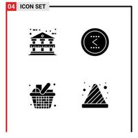 Modern Set of 4 Solid Glyphs and symbols such as architecture grocery arrow left kitchen Editable Vector Design Elements