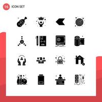 16 Universal Solid Glyphs Set for Web and Mobile Applications code connection wellness target arrow Editable Vector Design Elements