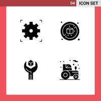 4 User Interface Solid Glyph Pack of modern Signs and Symbols of cinema sdk no config agriculture Editable Vector Design Elements