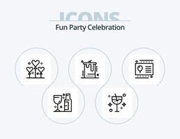 paquete de iconos de línea de fiesta 5 diseño de iconos. celebracion. fiesta. bola. circo. fiesta vector