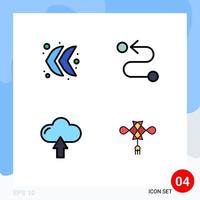 conjunto de 4 iconos de ui modernos símbolos signos para carga de flecha destino nube china elementos de diseño vectorial editables vector