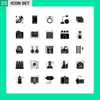 Universal Icon Symbols Group of 25 Modern Solid Glyphs of banking microphone present hardware devices Editable Vector Design Elements