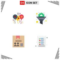 Modern Set of 4 Flat Icons Pictograph of bloone box wedding funnel design Editable Vector Design Elements