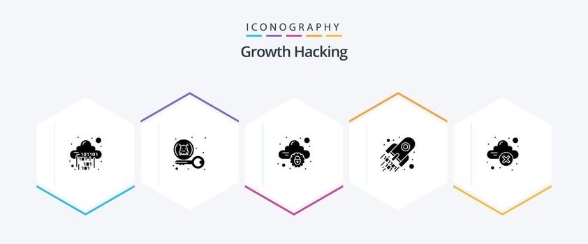 Hacking 25 Glyph icon pack including space. decode. private. code. secure vector