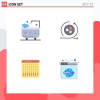 Universal Icon Symbols Group of 4 Modern Flat Icons of bath control shower modeling hardware Editable Vector Design Elements