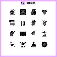 paquete de iconos vectoriales de stock de 16 signos y símbolos de línea para la comunicación ayuda al usuario joya tarjeta de boda elementos de diseño vectorial editables vector