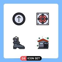 Set of 4 Modern UI Icons Symbols Signs for upload american target goal budget Editable Vector Design Elements