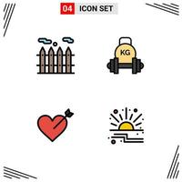 Universal Icon Symbols Group of 4 Modern Filledline Flat Colors of heating love dumbbell weight offer Editable Vector Design Elements