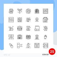 User Interface Pack of 25 Basic Lines of info contact us tarot contact house Editable Vector Design Elements