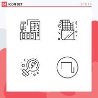 Stock Vector Icon Pack of 4 Line Signs and Symbols for architecture power home love sound Editable Vector Design Elements