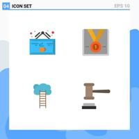 Group of 4 Modern Flat Icons Set for drink trophy cup medal business Editable Vector Design Elements