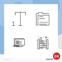 4 Creative Icons Modern Signs and Symbols of font message content file abacus Editable Vector Design Elements