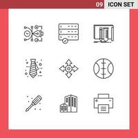 Set of 9 Commercial Outlines pack for map tie build office tools Editable Vector Design Elements