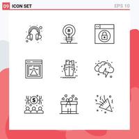 Modern Set of 9 Outlines and symbols such as ship sailboat web web lab Editable Vector Design Elements