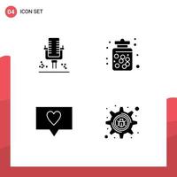 User Interface Pack of 4 Basic Solid Glyphs of mic like recording dessert message Editable Vector Design Elements