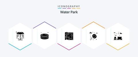 Water Park 25 Glyph icon pack including . park. location. bench. water vector