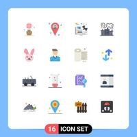 Mobile Interface Flat Color Set of 16 Pictograms of easter power file nuclear factory Editable Pack of Creative Vector Design Elements