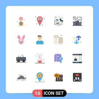 Mobile Interface Flat Color Set of 16 Pictograms of easter power file nuclear factory Editable Pack of Creative Vector Design Elements