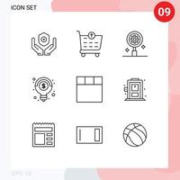 Pack of 9 creative Outlines of living layout research grid ideas Editable Vector Design Elements