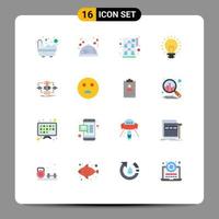 User Interface Pack of 16 Basic Flat Colors of design light planning innovation bulb Editable Pack of Creative Vector Design Elements