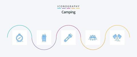 paquete de iconos de camping blue 5 que incluye camping. senderismo. radio. cámping. ligero vector