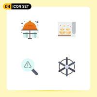 4 Creative Icons Modern Signs and Symbols of test search hard hat plant error Editable Vector Design Elements