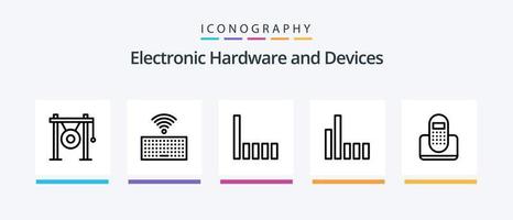 paquete de iconos de la línea 5 de dispositivos, incluido el dispositivo. comunicación. instrumento. llamada. teléfono. diseño de iconos creativos vector