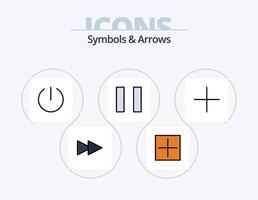 símbolos y flechas línea llena de iconos paquete 5 diseño de iconos. . apagado. vector