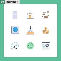 User Interface Pack of 9 Basic Flat Colors of technology download damage business map Editable Vector Design Elements