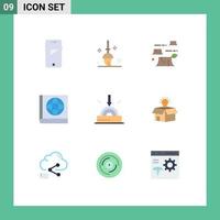 User Interface Pack of 9 Basic Flat Colors of technology download damage business map Editable Vector Design Elements