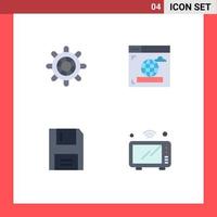 4 iconos planos universales establecidos para aplicaciones web y móviles dispositivos de navegador de disquete de barco elementos de diseño vectorial editables de Internet vector