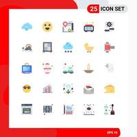 Set of 25 Modern UI Icons Symbols Signs for setting digital map clock cancel Editable Vector Design Elements