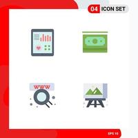 Group of 4 Flat Icons Signs and Symbols for monitoring commerce pulse dollar shop Editable Vector Design Elements