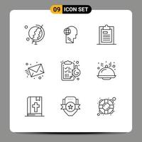 9 Universal Outlines Set for Web and Mobile Applications clipboard message clipboard mail paper Editable Vector Design Elements