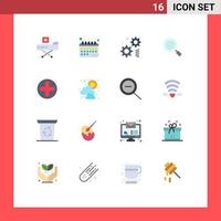 Pictogram Set of 16 Simple Flat Colors of sign search schedule magnify general Editable Pack of Creative Vector Design Elements