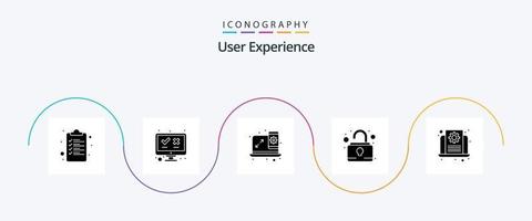 User Experience Glyph 5 Icon Pack Including seo. security. computer. unlock. pad vector