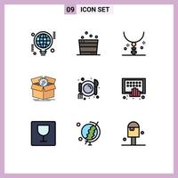 Set of 9 Modern UI Icons Symbols Signs for work productivity cross performance necklace Editable Vector Design Elements