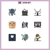 conjunto de 9 iconos de interfaz de usuario modernos símbolos signos para la productividad del trabajo collar de rendimiento cruzado elementos de diseño vectorial editables vector