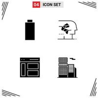 Group of 4 Solid Glyphs Signs and Symbols for battery interface android human sidebar Editable Vector Design Elements