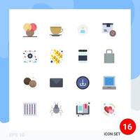 Set of 16 Vector Flat Colors on Grid for product location cleaning delivery ui Editable Pack of Creative Vector Design Elements