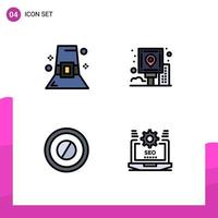 Mobile Interface Filledline Flat Color Set of 4 Pictograms of fashion medical thanksgiving navigation tablet Editable Vector Design Elements