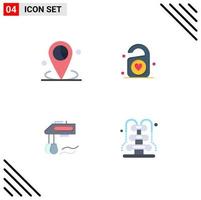 conjunto moderno de 4 iconos planos pictograma de mezclador de datos lugar amor elementos de diseño vectorial editables manuales vector