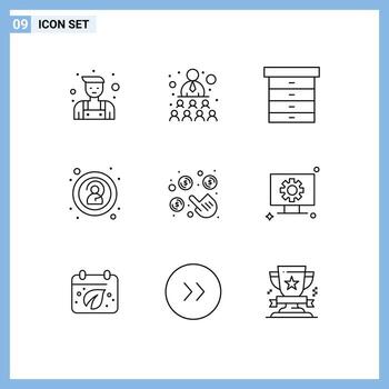 9 Creative Icons Modern Signs and Symbols of computer per drawer pay unknown Editable Vector Design Elements