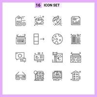 User Interface Pack of 16 Basic Outlines of calendar paper relax news financial Editable Vector Design Elements