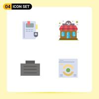 conjunto de 4 iconos planos vectoriales en cuadrícula para elementos de diseño vectorial editables web de tienda de hotel seguro de libro vector