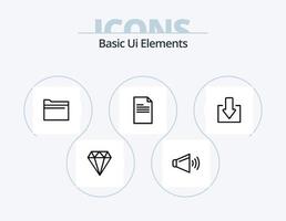 diseño de iconos del paquete de iconos de línea de elementos básicos de la interfaz de usuario 5. . . flechas comprar. bolso de mano vector