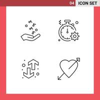 4 Line concept for Websites Mobile and Apps fist gear rock clock down Editable Vector Design Elements