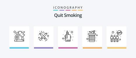 Quit Smoking Line 5 Icon Pack Including not allowed. block. cigarette. banned. gathering. Creative Icons Design vector